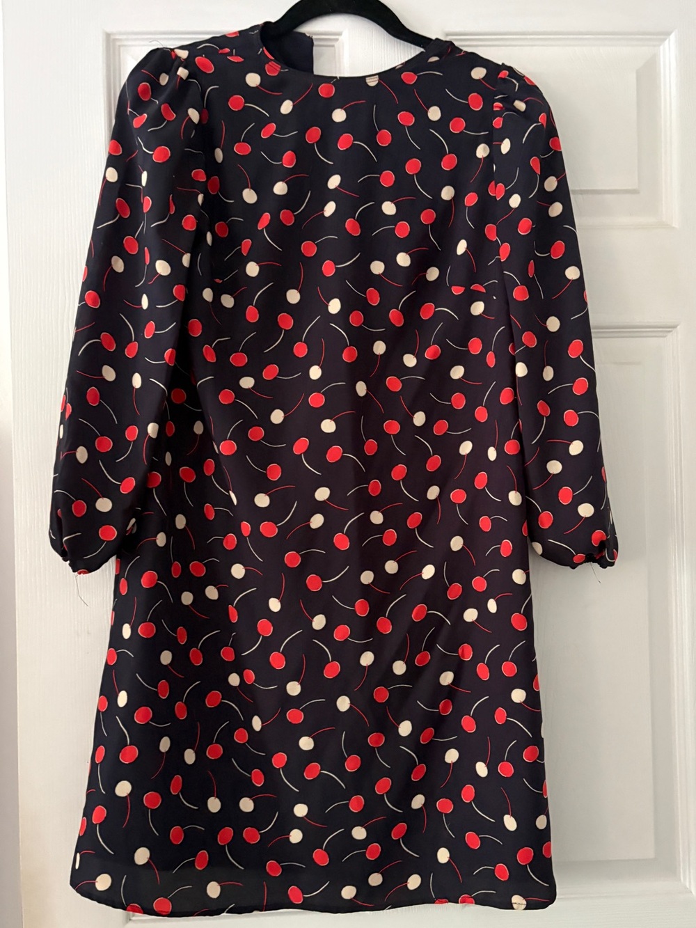 Ann Taylor Navy Dress with Red and Cream Dot Print